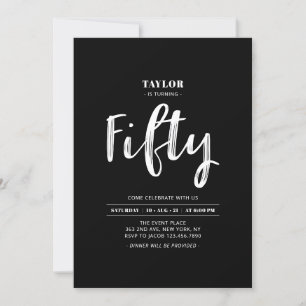 Invitation simple noir et blanc pour les 50 ans