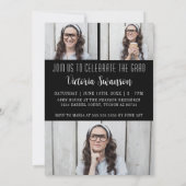 Invitation Simple noir et blanc Script 4 Photo Graduation (Dos)