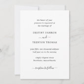 Invitation Simple Noir et Blanc Script Mariage élégant (Devant)