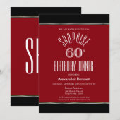 Invitation Simple Noir et Rouge Surprise 60e anniversaire Dîn (Devant / Derrière)