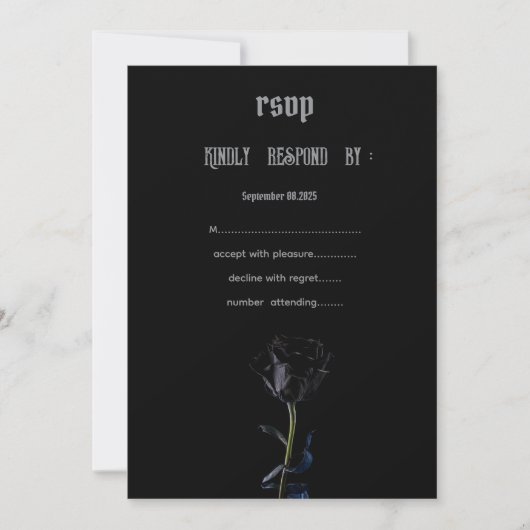Invitation Simple noir Rose gothique RSVP (Devant)