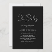 Invitation Simple noir rustique Script Baby shower élégant (Devant)