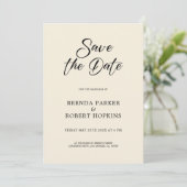 Invitation Simple Noir Script Sur Mariage Beige Enregistrer L (Debout devant)