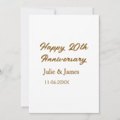 Invitation simple nom de dat anniversaire 20 ans brun doré he (Dos)