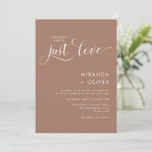 Invitation Simple Nothing Fancy Just Love Photo Mocha Mariage (Debout devant)