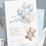 Invitation Simple Nous Pouvons Attendre Bleu Bébé Garçon Douc<br><div class="desc">Voici l'invitation simple "We Can Bearly Wait" Blue Baby Boy Shower, le faire-part parfait pour votre prochaine célébration. Ce charmant invitation dispose d'une aquarelle, d'un mignon ours en peluche qui agrippe un amas de ballons, idéal pour donner le ton à une douche pour bébé garçon. Prenez le coeur de vos...</div>