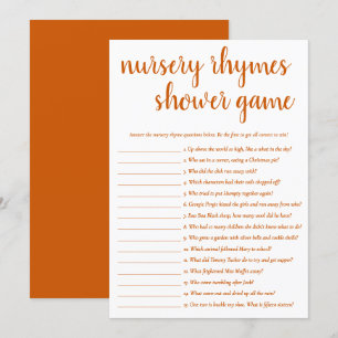Invitation Simple Nursery Rhymes Automne Orange Game Card