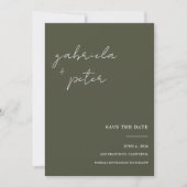 Invitation Simple Olive Green Photo Wedding Enregistrer La Da (Devant)