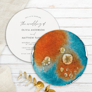Invitation Simple Or Élégant Mariage Aquarelle Navy Or