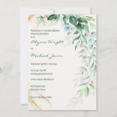 Invitation Simple or ivre doré feuillage floral mariage (Devant)