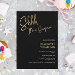 Invitation simple or moderne noir photo surprise Sweet 16<br><div class="desc">Quelle surprise ! Elégant or moderne simple sur photo noire Sweet 16</div>