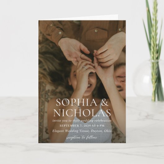 Invitation Simple Or Moderne Photo De Mariage (Devant)