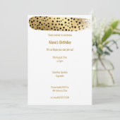 INVITATION SIMPLE OR NOIR LEOPARD ANIMAL BLANC ANNIVERSAIRE (Debout devant)