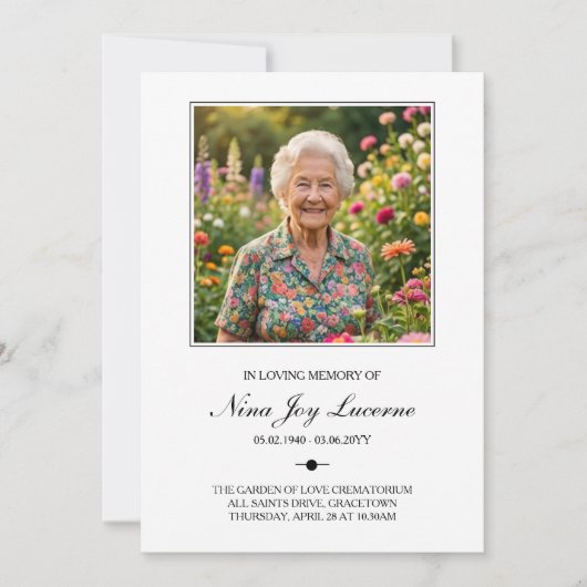 Invitation Simple Order of Service Photo Funeral Program (Devant)