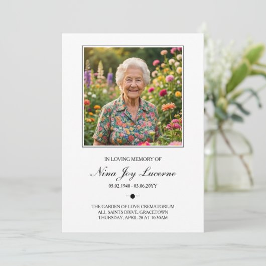 Invitation Simple Order of Service Photo Funeral Program (Debout devant)