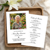 Invitation Simple Order of Service Photo Funeral Program