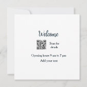 Invitation Simple ouverture de bienvenue code-barres QR ajout (Dos)