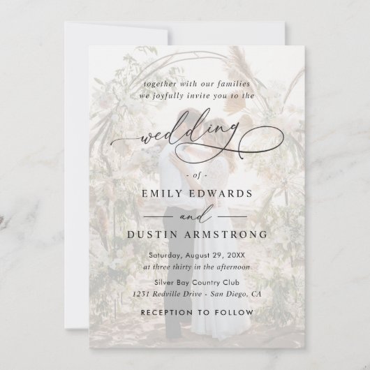 Invitation Simple Overlay Photo Budget QR Code Wedding (Devant)