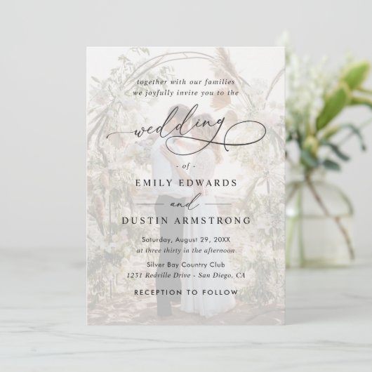 Invitation Simple Overlay Photo Budget QR Code Wedding (Debout devant)