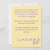Invitation Simple Pale Purple SunOrchid Joyeux anniversaire (Dos)