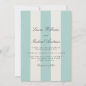 Invitation Simple Pale Teal Cabana Stripes Wedding (Devant)