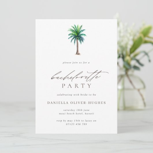 Invitation Simple Palm Tree Bachelorte (Debout devant)