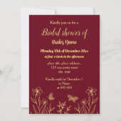 Invitation Simple papillons d'or burgundy douche (Devant)