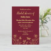 Invitation Simple papillons d'or burgundy douche (Debout devant)