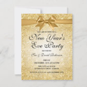 Invitation Simple Parties scintillant d'or de la fête de la S (Devant)