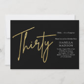 Invitation Simple Parties scintillant Noir et Or 30e annivers (Devant)