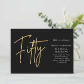 Invitation Simple Parties scintillant Noir et Or 50e annivers (Debout devant)