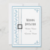 Invitation Simple pastel bleu et blanc mariage traditionnel (Devant)