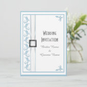 Invitation Simple pastel bleu et blanc mariage traditionnel (Debout devant)