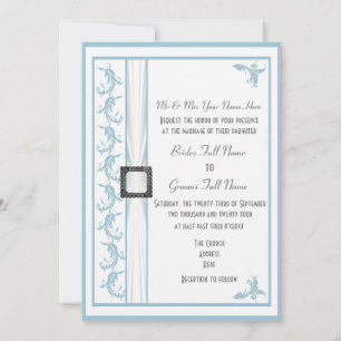 Invitation Simple pastel bleu et blanc mariage traditionnel