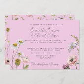 Invitation Simple Pastel Purple Wild Flower Garden Mariage (Devant / Derrière)