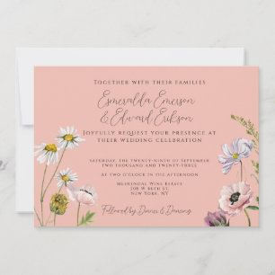Invitation Simple Pastel Rose Flower Garden Mariage