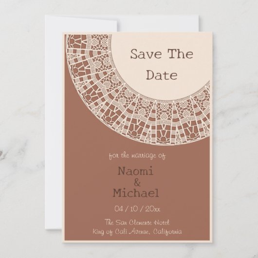 Invitation Simple Pastel Terracotta avec dentelle Enregistrer (Devant)