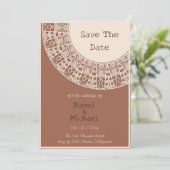 Invitation Simple Pastel Terracotta avec dentelle Enregistrer (Debout devant)