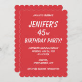 Invitation Simple Pavot rouge uni (Devant / Derrière)