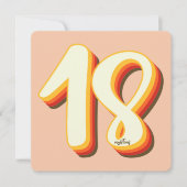 Invitation Simple Peach Moderne Rétro Groovy 18e Anniversaire (Devant)