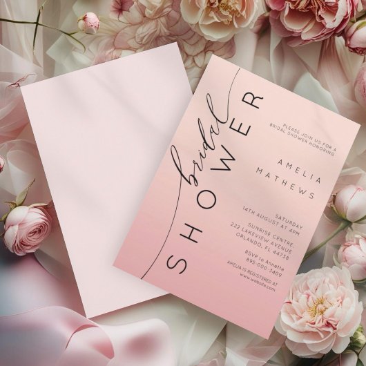 Invitation Simple Peachy Pink Ombre Bridal Shower 