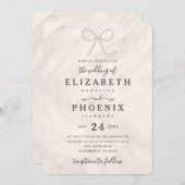 Invitation Simple Pearl Bow in Champagne Elegant Wedding (Devant / Derrière)