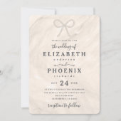 Invitation Simple Pearl Bow in Champagne Elegant Wedding (Devant)