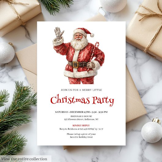 Invitation Simple Père Noël Editable Christmas Office