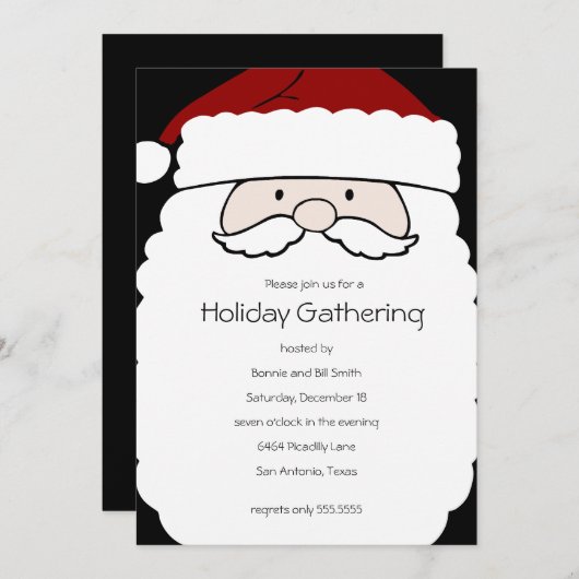 Invitation Simple Père Noël Holiday Party (Devant / Derrière)