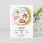 Invitation Simple personnalisé Digital Gold 40e anniversaire (Debout devant)