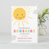 Invitation Simple Petit Soleil Enfant Premier Anniversaire (Debout devant)