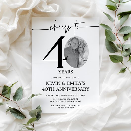 Invitation Simple Photo 40e Anniversaire