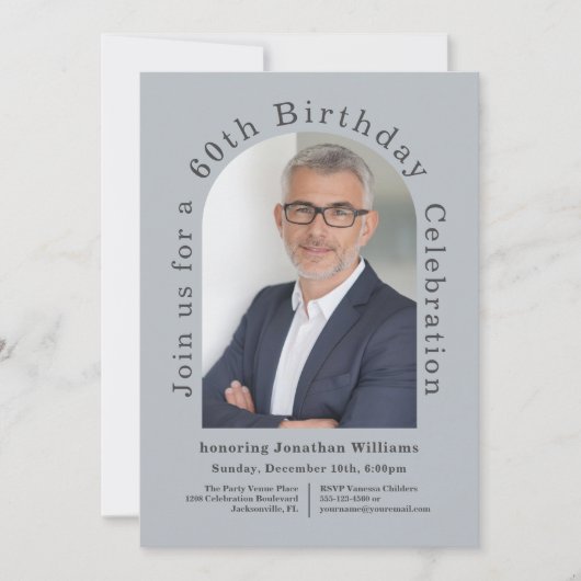 Invitation Simple Photo Arch 60e fête d'anniversaire (Devant)