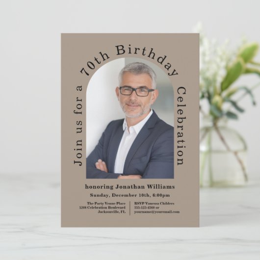 Invitation Simple Photo Arch 70e fête d'anniversaire (Debout devant)